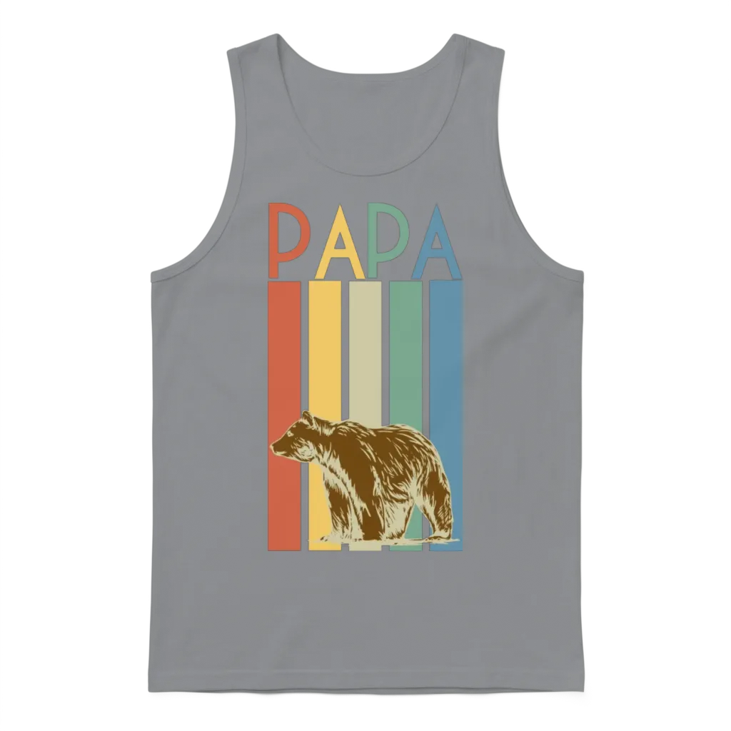 Papa Bear Retro โ Wildlife Unisex Tank Top - Sport Grey