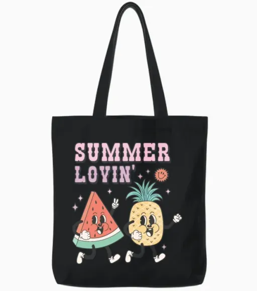 Summer Lovin' Fruits Tote Bags - Black