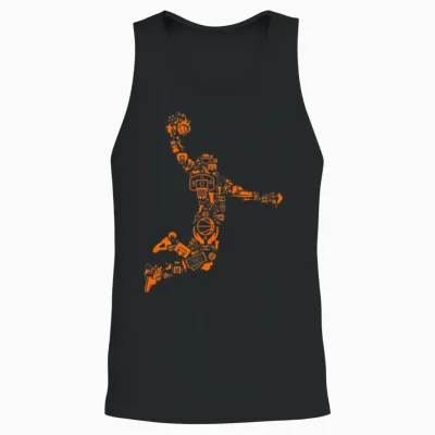Basketball Player Slam Dunk Cool Design Unisex Tank Top - Black