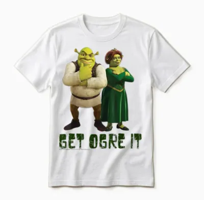 Shrek Fiona & Shrek Get Ogre It Text Unisex T-Shirt - White