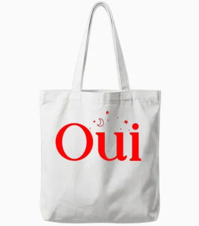 Oui French Word Yes France Paris Message Tote Bags - White