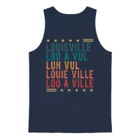 Retro Style Louisville Kentucky Skyline Unisex Tank Top - Navy – 1