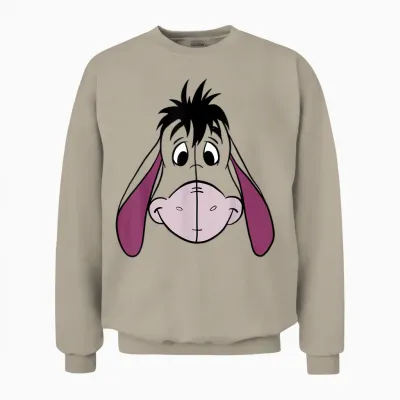 Disney Winnie the Pooh Eeyore Big Face T-Shirt, Blue, S Unisex Sweatshirt - Sand