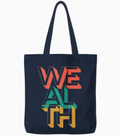 Retro Wealth Tote Bags - Navy