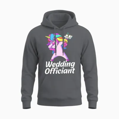Dabbing Unicorn Wedding Officiant for Women Unisex Hoodie - Charcoal