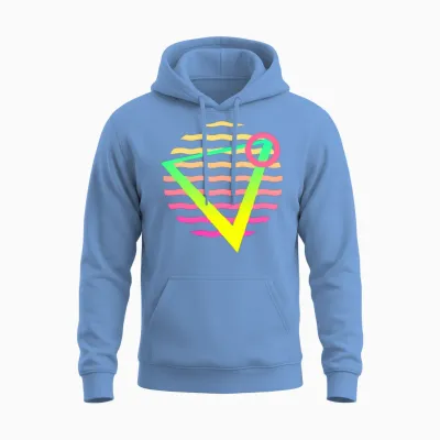 Retro Sunset Style 80s Unisex Hoodie - Carolina Blue