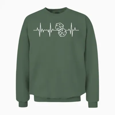 Board Games Heart Beats Cardiogram Dice Unisex Sweatshirt - Military Green
