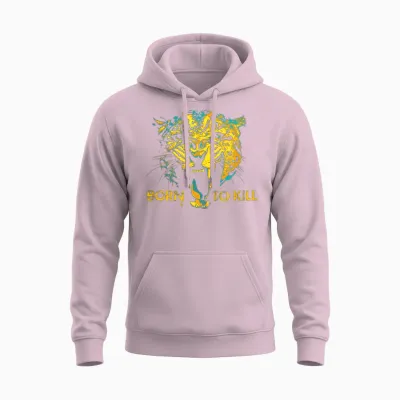 Social Distortion Officielle Born to Kill Leopard Unisex Hoodie - Light Pink