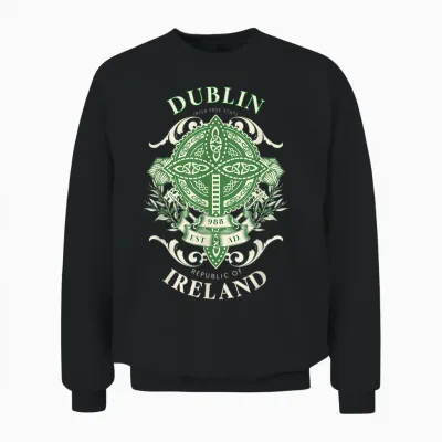 Dublin Ireland Celtic Cross Ancestry Irish Heritage Unisex Sweatshirt - Black