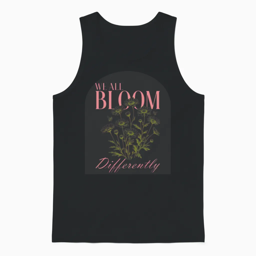 We All Bloom Differently Unisex Tank Top in Black