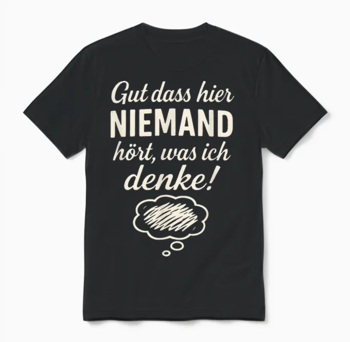 Niemand Hört Was Ich Denke Lustiger Spruch Geschenkidee Unisex T-Shirt in Black