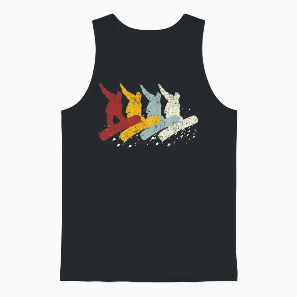 Vintage Snowboarding Retro Snowboard Unisex Tank Top - Black