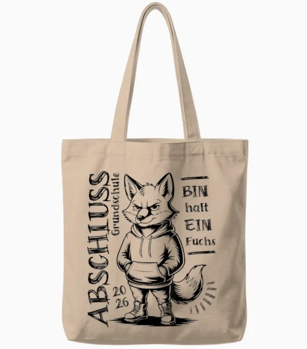 Graduation 2026 Primary School T-Shirt - Bin Halt Ein Fuchs Tote Bags in Natural