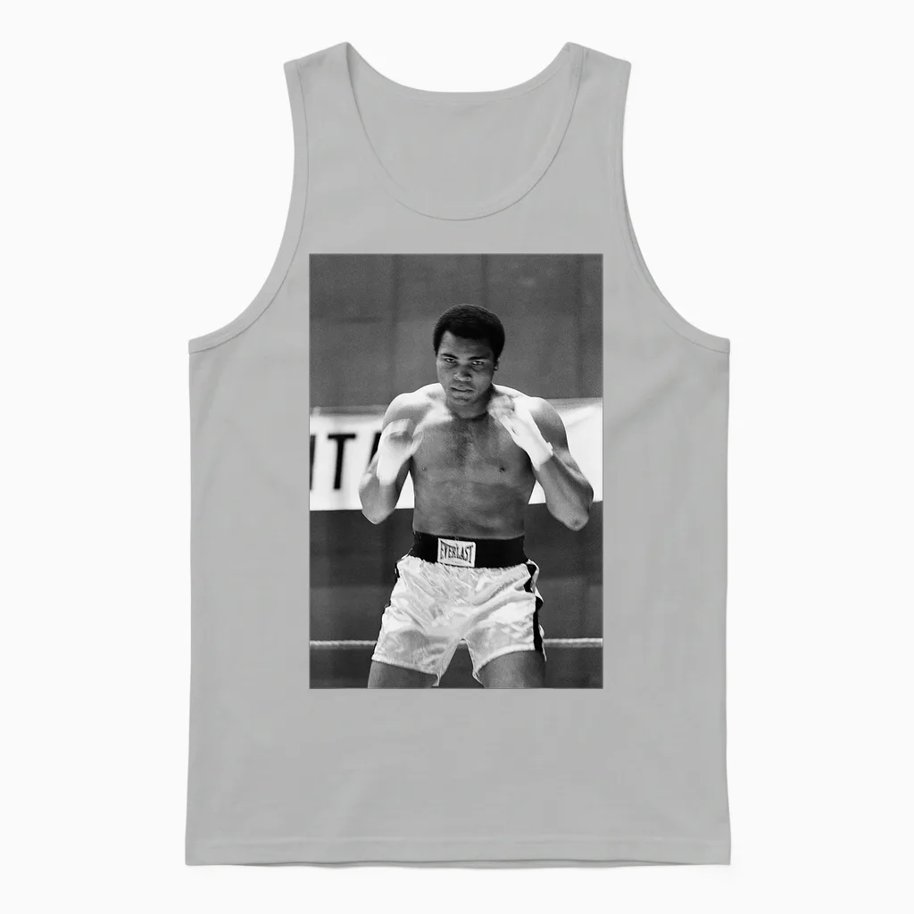 Muhammad Ali Training Deer Lake Leon Spinks Boxing Combat Unisex Tank Top in Ash