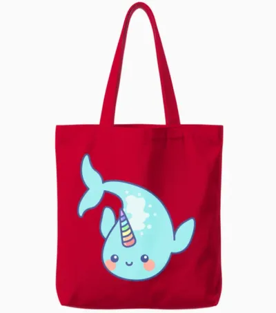 Narwhal, Cute Narwhal, Diving Tote Bags - Red