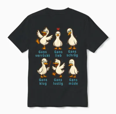 Funny Goose Design Crazy Love Smart Slanted Humour Fans Unisex T-Shirt - Black
