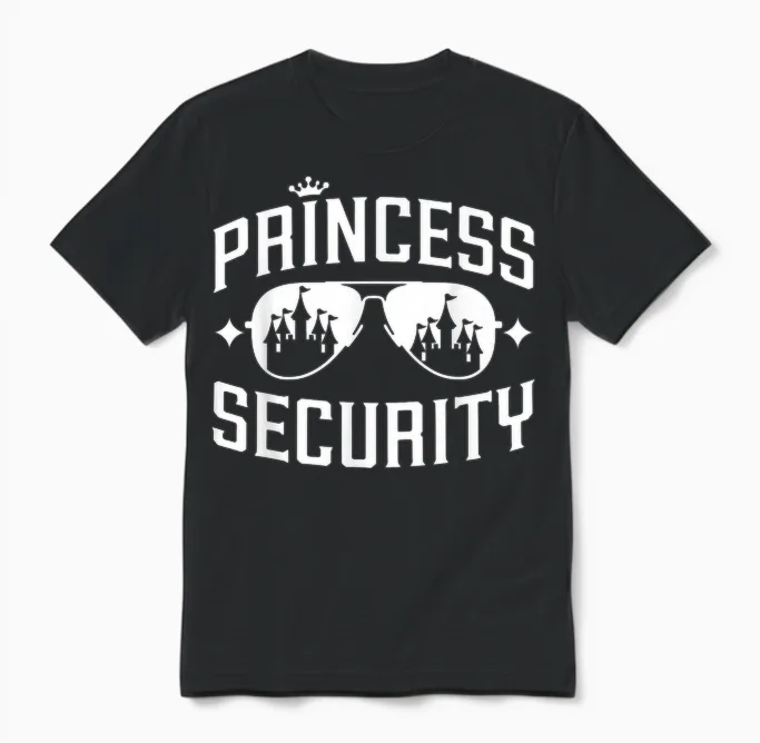 Fairy Tale Princess Security Cool Castle Shades Matching Unisex T-Shirt in Black