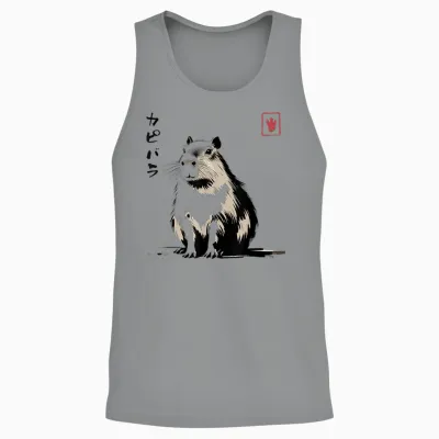 Kawaii Capybara Anime Japanese Streetwear Funny Capybara T-Shirt, White Unisex Tank Top - Sport Grey