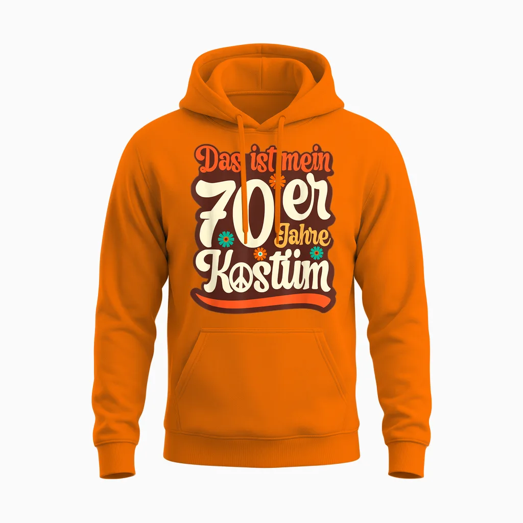 Das Ist Mein 70s Costume Outfit Party Men's, Women's T-Shirt, Black Unisex Hoodie in Safety Orange