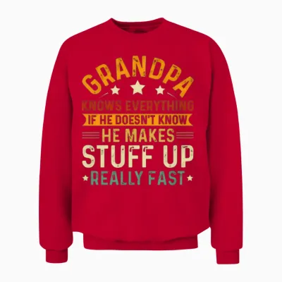 Funny Grandpa Knows Everything Unisex Sweatshirt - Red