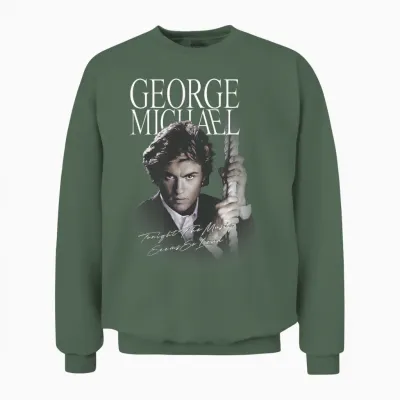 Retro Icon George Michael T-Shirt, Black, S Unisex Sweatshirt - Military Green