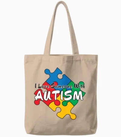 I Love Someone with Autism Tote Bags - Natural