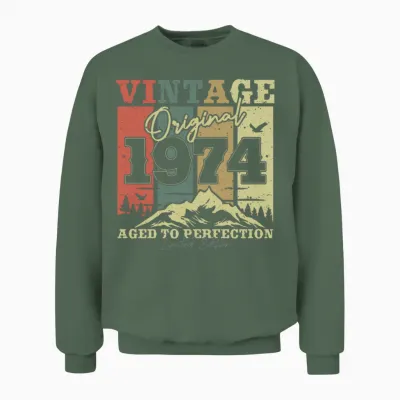 Vintage '74 Birthday Gift Unisex Sweatshirt - Military Green