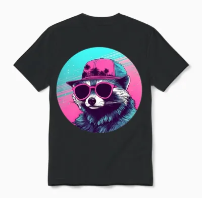 Style Raccoon Lovers Retro Unisex T-Shirt - Black