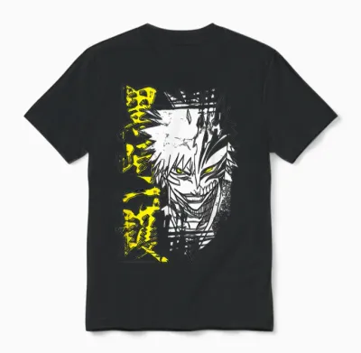 Bleach Ichigo Hollow Outline Sketch Anime Unisex T-Shirt - Black