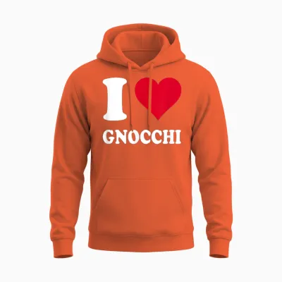 Red Heart I Love Gnocchi T-Shirt, Black, S Unisex Hoodie - Orange