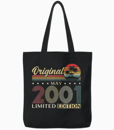 25 Ans Anniversaire Homme Cadeau Mai 2001 Vintage Tote Bags - Black