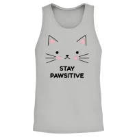 Stay Pawsitive Positive Message Cat Unisex Tank Top - Ash – 2