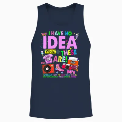 90s 80s 80s Outfit Idea for Kids Girls Novelty 80s Theme T-Shirt, Black, S Unisex Tank Top - Navy