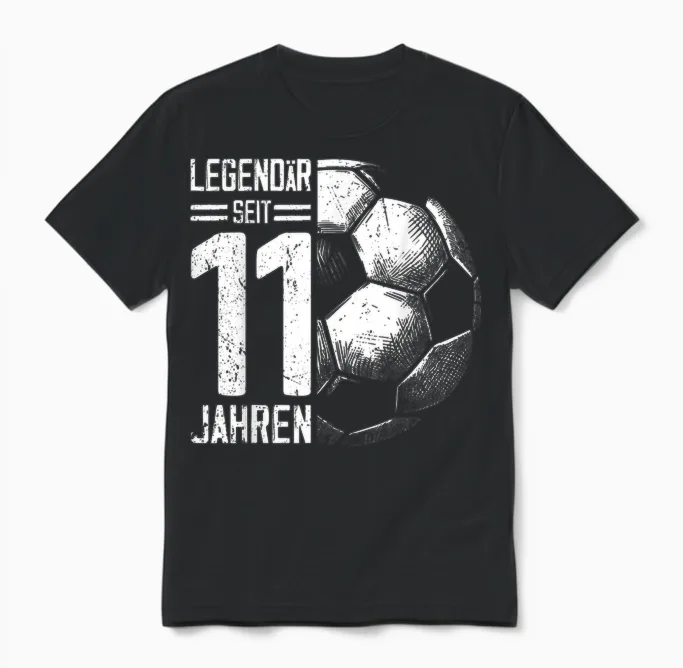 11th Birthday Retro Football Player 11 Years Boy Kids T-Shirt, Black Unisex T-Shirt in Black