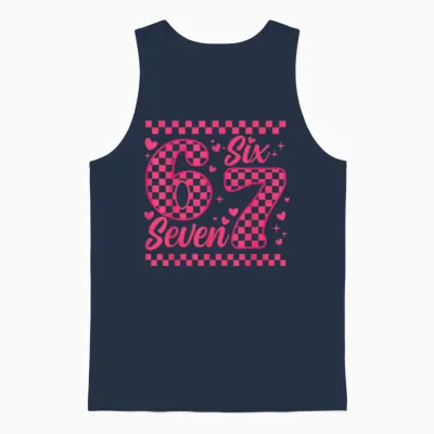 Funny Six Seven 6 7 Meme for Men, Women, Children, Valentine's Day and Girl Unisex Tank Top - Navy