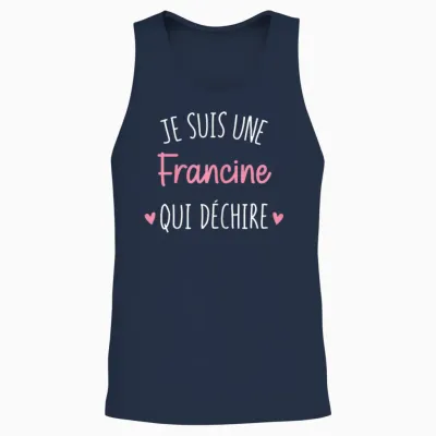 Women's Personalised Gift Name Francine Qui Déchire Unisex Tank Top - Navy