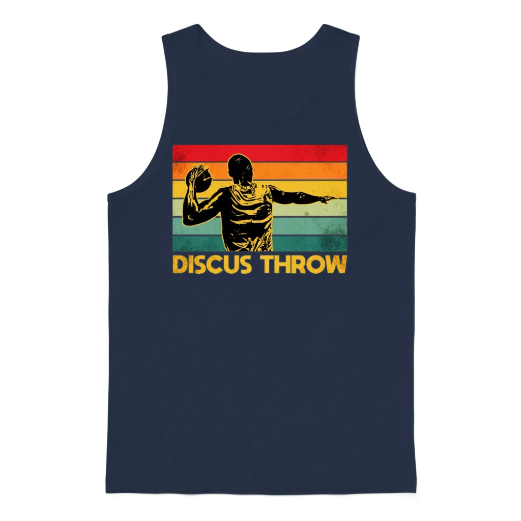 Discus Throw Retro 2 Unisex Tank Top - Navy