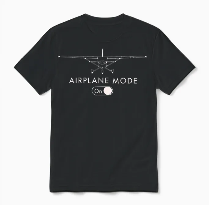 Pilot C172 Flying Gift Airplane Mode Short Sleeve Unisex T-Shirt in Black