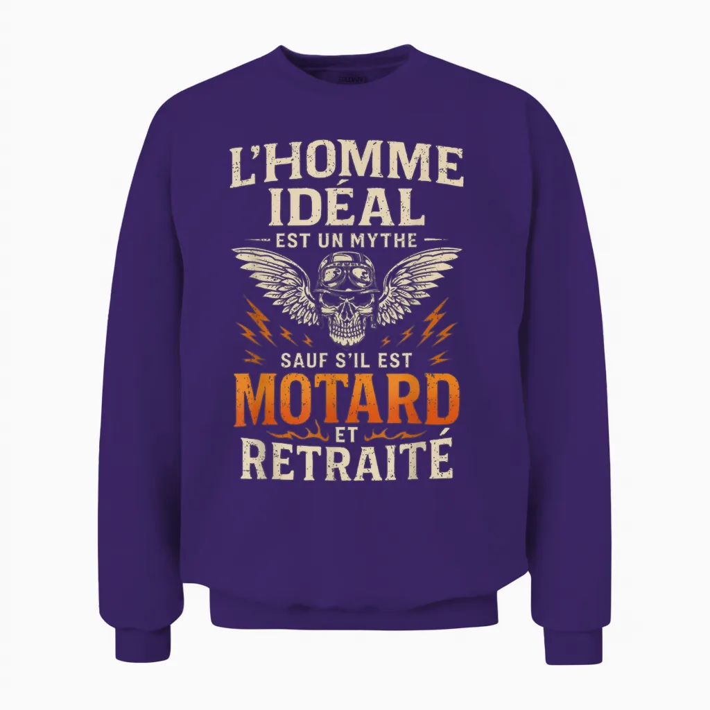 Biker Retirement Motorcycle Gift Funny Man Motorcycle Biker Unisex Sweatshirt in Purple
