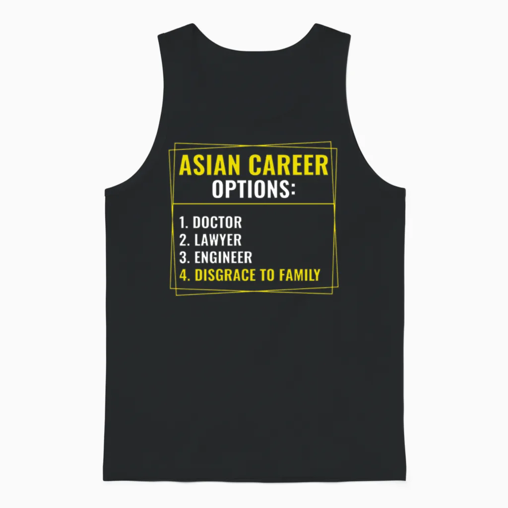 Funny Asian Career Options Joke Sarcastic Unisex Tank Top in Black