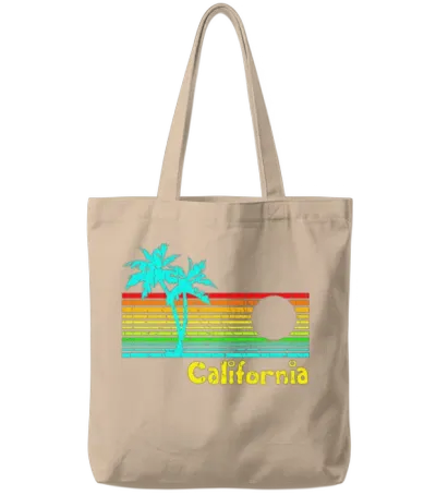 1980s Vintage Retro California Tote Bags - Natural