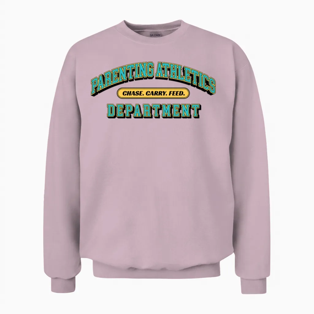 Parenting Athletics β Chase Carry Feed Unisex Sweatshirt in Light Pink