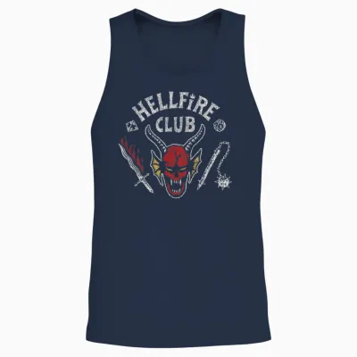 Stranger Things 4 Hellfire Club Skull & Weapons Unisex Tank Top - Navy
