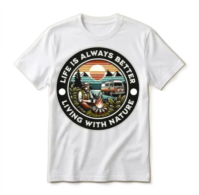 'life Is Always Better, Living with Nature' Gd Unisex T-Shirt - White