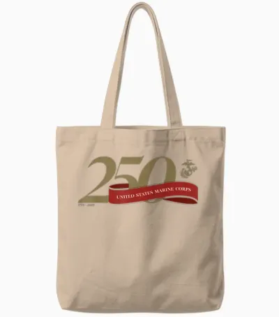United States Marine Corps 250th Birthday Gold Logo Tote Bags - Natural