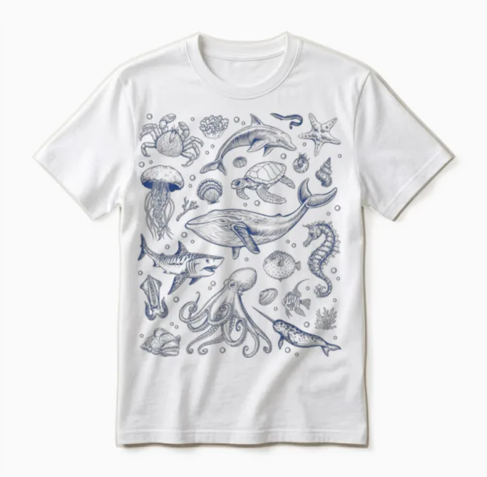 Ocean Life Sea Aesthetic Dolphin Beach 90s Vintage Graphic Unisex T-Shirt in White