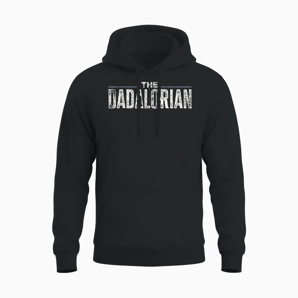 Star Wars the Mandalorian the Dadalorian Weathered Logo Unisex Hoodie in Black