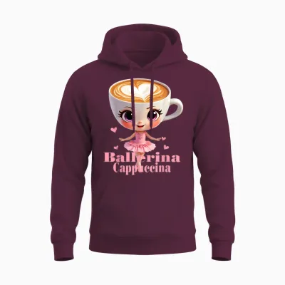 Funny Ballerina Cappuccina Unisex Hoodie - Maroon