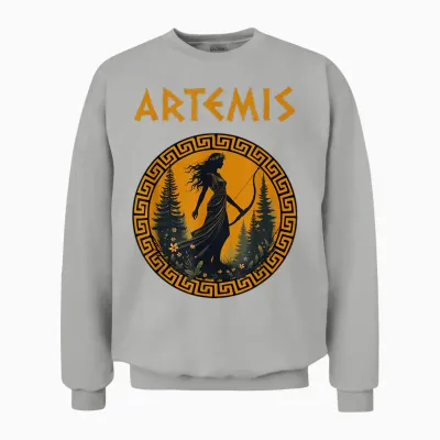 Artemis Greek Goddess Greek Mythology T-Shirt, Black Unisex Sweatshirt - Ash