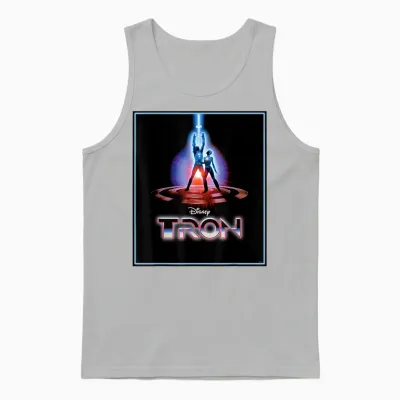 Disney Tron Official 1982 Original Movie Poster Art and Logo T-Shirt, Black, S Unisex Tank Top - Ash